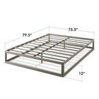 Cadre de lit plateforme en métal gris, profil bas, simple/double/queen/king