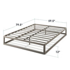 Cadre de lit plateforme en métal gris, profil bas, simple/double/queen/king