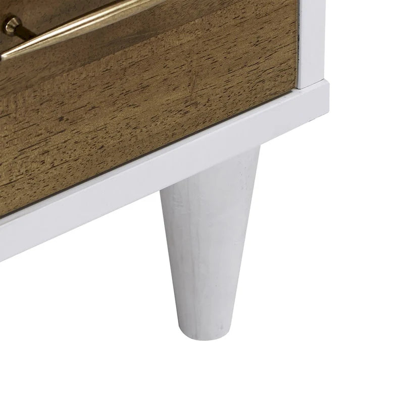 Commode à 8 tiroirs blanche et bois naturel