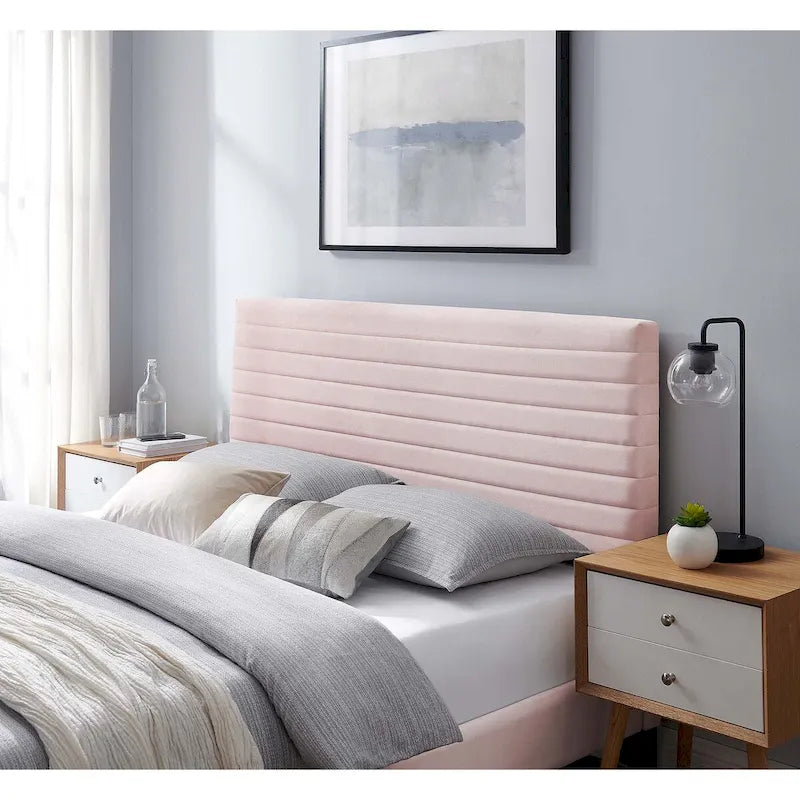 Tête de lit en velours capitonné - Grand lit/Très grand lit, 1-2 personnes | Bleu nuit / Rose / Vieux rose / Gris / Blanc / Ivoire