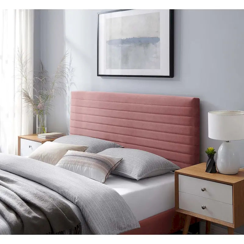 Tête de lit en velours capitonné - Grand lit/Très grand lit, 1-2 personnes | Bleu nuit / Rose / Vieux rose / Gris / Blanc / Ivoire