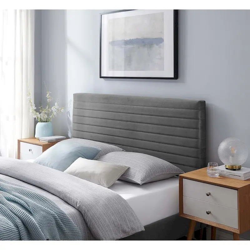 Tête de lit en velours capitonné - Grand lit/Très grand lit, 1-2 personnes | Bleu nuit / Rose / Vieux rose / Gris / Blanc / Ivoire