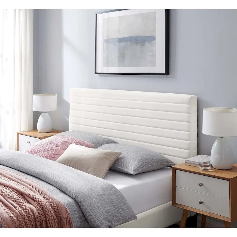 Tête de lit en velours capitonné - Grand lit/Très grand lit, 1-2 personnes | Bleu nuit / Rose / Vieux rose / Gris / Blanc / Ivoire