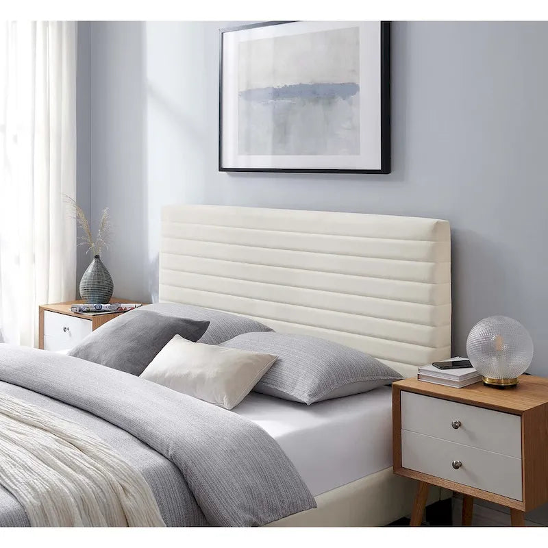Tête de lit en velours capitonné - Grand lit/Très grand lit, 1-2 personnes | Bleu nuit / Rose / Vieux rose / Gris / Blanc / Ivoire