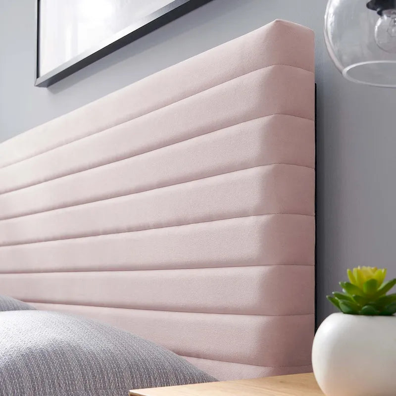 Tête de lit en velours capitonné - Grand lit/Très grand lit, 1-2 personnes | Bleu nuit / Rose / Vieux rose / Gris / Blanc / Ivoire