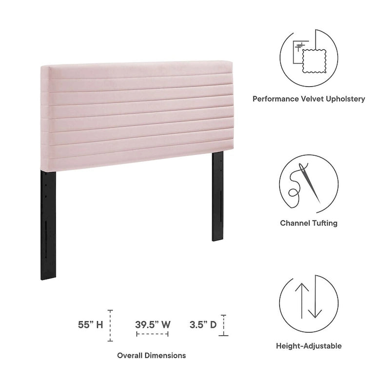 Tête de lit en velours capitonné - Grand lit/Très grand lit, 1-2 personnes | Bleu nuit / Rose / Vieux rose / Gris / Blanc / Ivoire