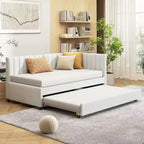 Lit de repos capitonné simple avec lit gigogne – Jaune / Gris / Beige / Rose, Semi-fermé, 2 couchages