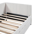 Lit de repos capitonné simple avec lit gigogne – Jaune / Gris / Beige / Rose, Semi-fermé, 2 couchages