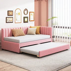 Lit de repos capitonné simple avec lit gigogne – Jaune / Gris / Beige / Rose, Semi-fermé, 2 couchages