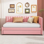 Lit de repos capitonné simple avec lit gigogne – Jaune / Gris / Beige / Rose, Semi-fermé, 2 couchages