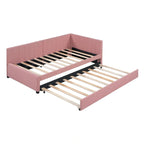 Lit de repos capitonné simple avec lit gigogne – Jaune / Gris / Beige / Rose, Semi-fermé, 2 couchages