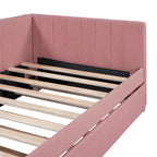 Lit de repos capitonné simple avec lit gigogne – Jaune / Gris / Beige / Rose, Semi-fermé, 2 couchages