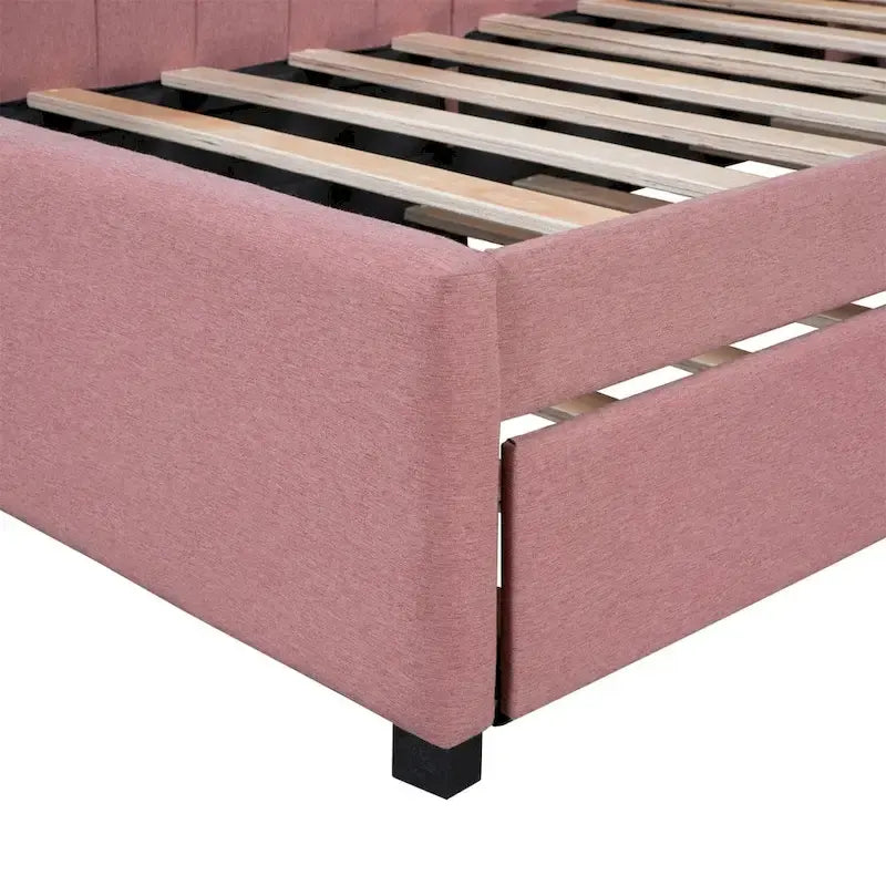 Lit de repos capitonné simple avec lit gigogne – Jaune / Gris / Beige / Rose, Semi-fermé, 2 couchages