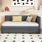Lit de repos capitonné simple avec lit gigogne – Jaune / Gris / Beige / Rose, Semi-fermé, 2 couchages