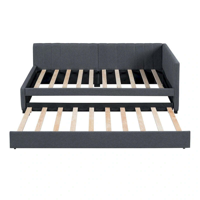 Lit de repos capitonné simple avec lit gigogne – Jaune / Gris / Beige / Rose, Semi-fermé, 2 couchages