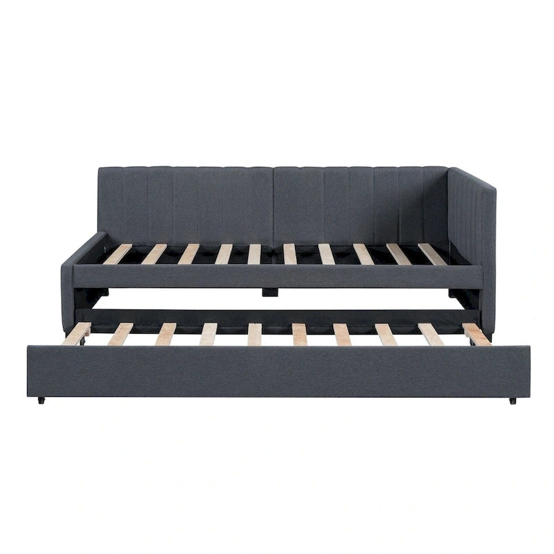 Lit de repos capitonné simple avec lit gigogne – Jaune / Gris / Beige / Rose, Semi-fermé, 2 couchages