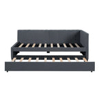 Lit de repos capitonné simple avec lit gigogne – Jaune / Gris / Beige / Rose, Semi-fermé, 2 couchages