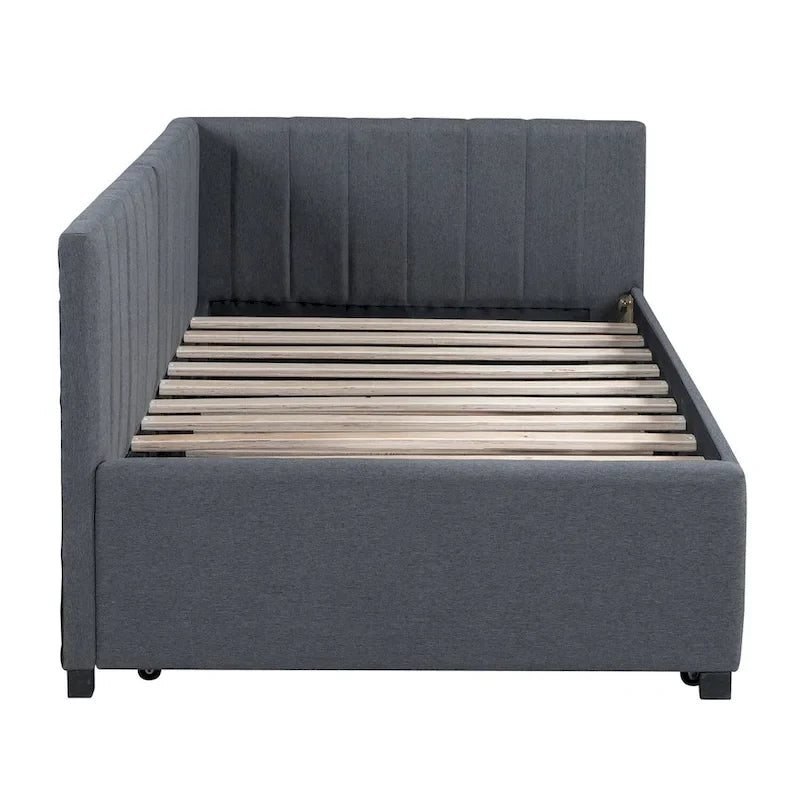 Lit de repos capitonné simple avec lit gigogne – Jaune / Gris / Beige / Rose, Semi-fermé, 2 couchages
