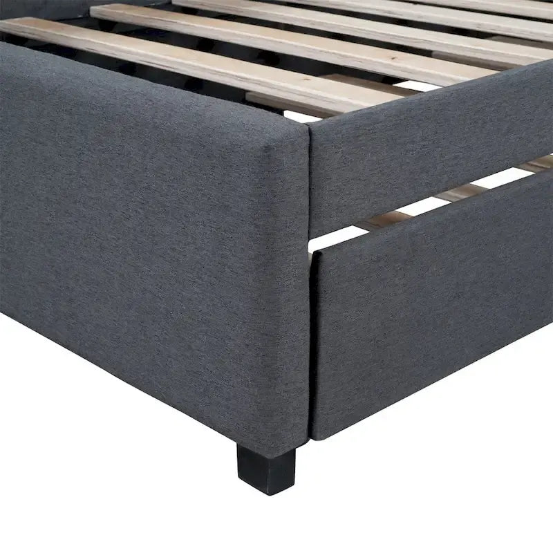 Lit de repos capitonné simple avec lit gigogne – Jaune / Gris / Beige / Rose, Semi-fermé, 2 couchages