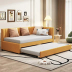 Lit de repos capitonné simple avec lit gigogne – Jaune / Gris / Beige / Rose, Semi-fermé, 2 couchages