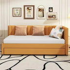 Lit de repos capitonné simple avec lit gigogne – Jaune / Gris / Beige / Rose, Semi-fermé, 2 couchages