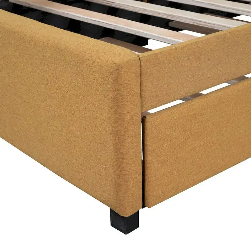 Lit de repos capitonné simple avec lit gigogne – Jaune / Gris / Beige / Rose, Semi-fermé, 2 couchages