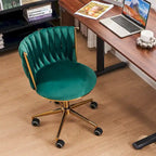 Chaise de bureau pivotante en velours avec roulettes – Beige / Vert / Rose / Noir / Gris, Individuel