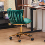 Chaise de bureau pivotante en velours avec roulettes – Beige / Vert / Rose / Noir / Gris, Individuel