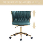 Chaise de bureau pivotante en velours avec roulettes – Beige / Vert / Rose / Noir / Gris, Individuel