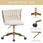 Chaise de bureau pivotante en velours avec roulettes – Beige / Vert / Rose / Noir / Gris, Individuel