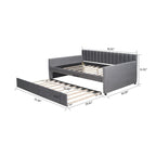 Lit de repos double en velours gris/beige avec lit gigogne, pour 2 personnes