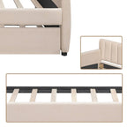 Lit de repos double en velours gris/beige avec lit gigogne, pour 2 personnes