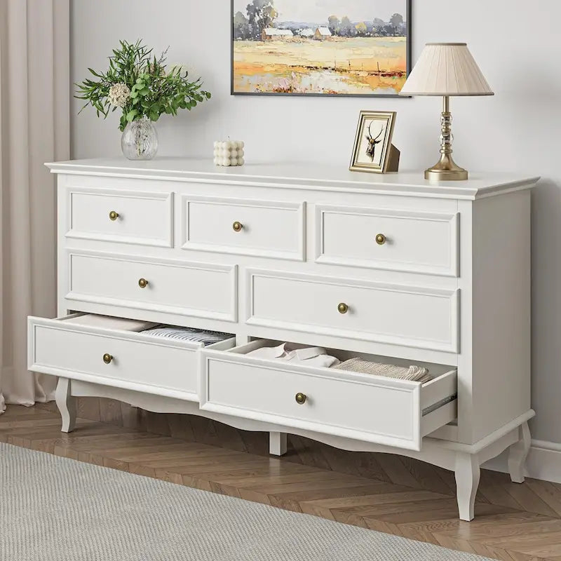 Commode Blanche 7 Tiroirs, Style Shabby Chic, Utilisateur Unique