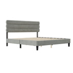 Cadre de lit plateforme rembourré gris clair / gris foncé / vert avec tête de lit, taille double, pour 2