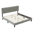 Cadre de lit plateforme rembourré gris clair / gris foncé / vert avec tête de lit, taille double, pour 2