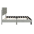 Cadre de lit plateforme rembourré gris clair / gris foncé / vert avec tête de lit, taille double, pour 2