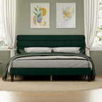 Cadre de lit plateforme rembourré gris clair / gris foncé / vert avec tête de lit, taille double, pour 2