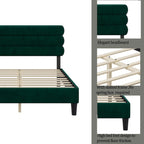 Cadre de lit plateforme rembourré gris clair / gris foncé / vert avec tête de lit, taille double, pour 2