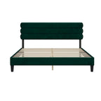 Cadre de lit plateforme rembourré gris clair / gris foncé / vert avec tête de lit, taille double, pour 2