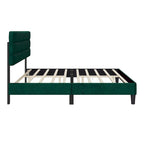 Cadre de lit plateforme rembourré gris clair / gris foncé / vert avec tête de lit, taille double, pour 2