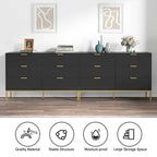 Commode double noire à 6 tiroirs, assemblage par 2 personnes