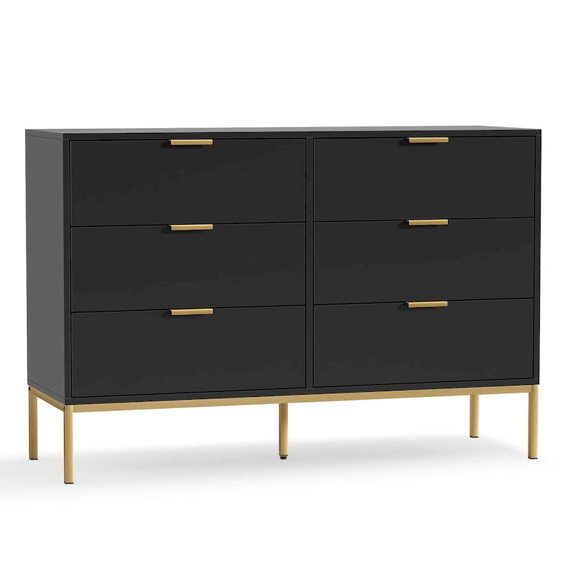 Commode double noire à 6 tiroirs, assemblage par 2 personnes