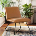 Fauteuil d'appoint en similicuir orange/blanc/noir avec dossier réglable, une place