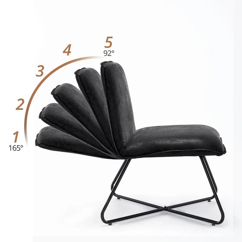 Fauteuil d'appoint en similicuir orange/blanc/noir avec dossier réglable, une place
