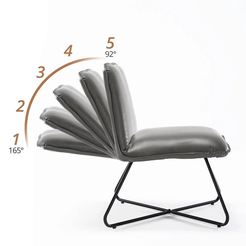 Fauteuil d'appoint en similicuir orange/blanc/noir avec dossier réglable, une place