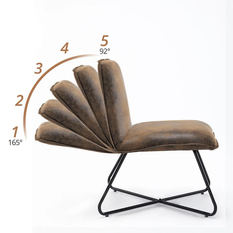 Fauteuil d'appoint en similicuir orange/blanc/noir avec dossier réglable, une place