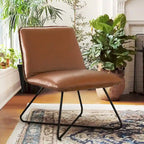 Fauteuil d'appoint en similicuir orange/blanc/noir avec dossier réglable, une place