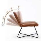 Fauteuil d'appoint en similicuir orange/blanc/noir avec dossier réglable, une place