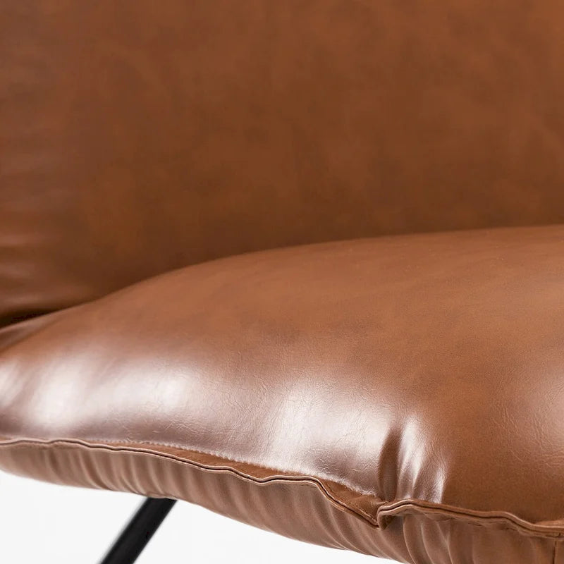 Fauteuil d'appoint en similicuir orange/blanc/noir avec dossier réglable, une place