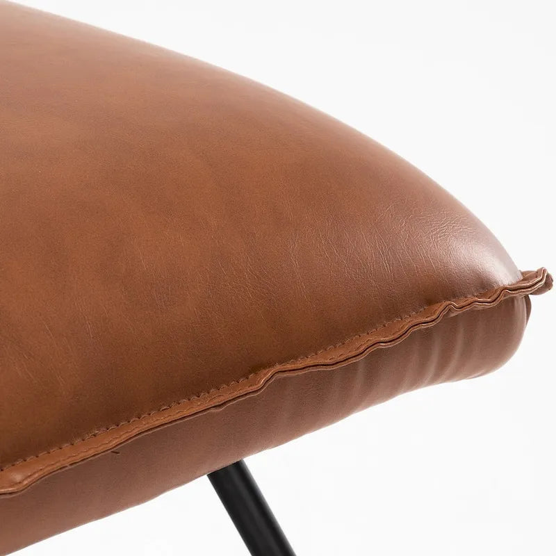 Fauteuil d'appoint en similicuir orange/blanc/noir avec dossier réglable, une place